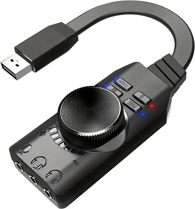 Main image of USB Sound Card Virtual 7.1 Surround Sound USB External Sound Card Adapter with PUBG Sound Effects for PC/PS4/PS5/Mac/Gaming Headset,Plug and Play