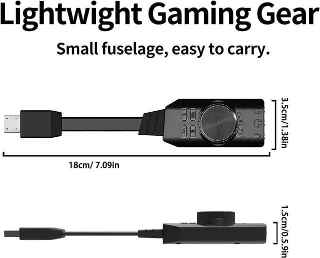 Alt view image 7 of 7 - USB Sound Card Virtual 7.1 Surround Sound USB External Sound Card Adapter with PUBG Sound Effects for PC/PS4/PS5/Mac/Gaming Headset,Plug and Play