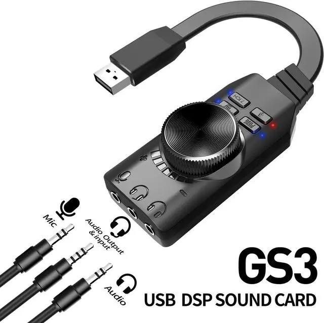 Alt view image 6 of 7 - USB Sound Card Virtual 7.1 Surround Sound USB External Sound Card Adapter with PUBG Sound Effects for PC/PS4/PS5/Mac/Gaming Headset,Plug and Play