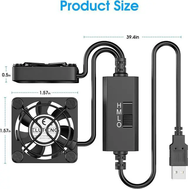 Alt view image 7 of 7 - ELUTENG Dual 40mm USB Fan with 3 Speeds Adjustable 5V PC Fan Max 5500RPM 40mm * 40mm * 25mm Mini Case Fan Quiet Computer Fan Compatible for PC, TV Box, Router, Xbox, PlayStation