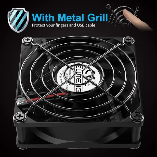 Alt view image 5 of 7 - ELUTENG Dual USB Fan 80mm, 3 Speed Adjustable USB Ventilator with 2750RPM 5V Fan for Computer/Laptop/Router/TV Cabinet/DVR/Xbox/Game Console Cooling