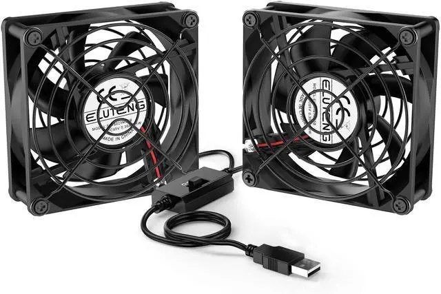 Main image of ELUTENG Dual USB Fan 80mm, 3 Speed Adjustable USB Ventilator with 2750RPM 5V Fan for Computer/Laptop/Router/TV Cabinet/DVR/Xbox/Game Console Cooling
