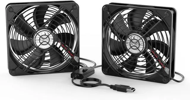 Main image of ELUTENG Dual 120mm USB Fan with 3 Speeds 5V Ventilator Fan Portable Cooling Fan Rechargeable Compatible for Laptop Receiver DVR Playstation Xbox Desk Computer Cabinet Cooling