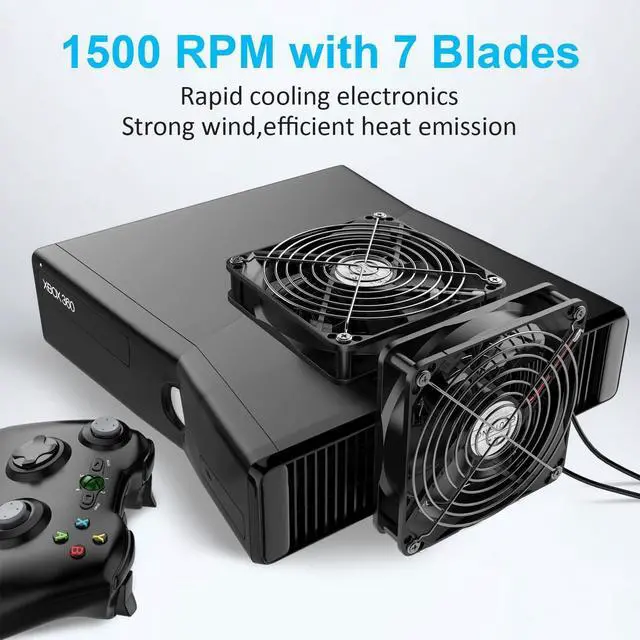 Alt view image 3 of 7 - ELUTENG Dual 120mm USB Fan with 3 Speeds 5V Ventilator Fan Portable Cooling Fan Rechargeable Compatible for Laptop Receiver DVR Playstation Xbox Desk Computer Cabinet Cooling