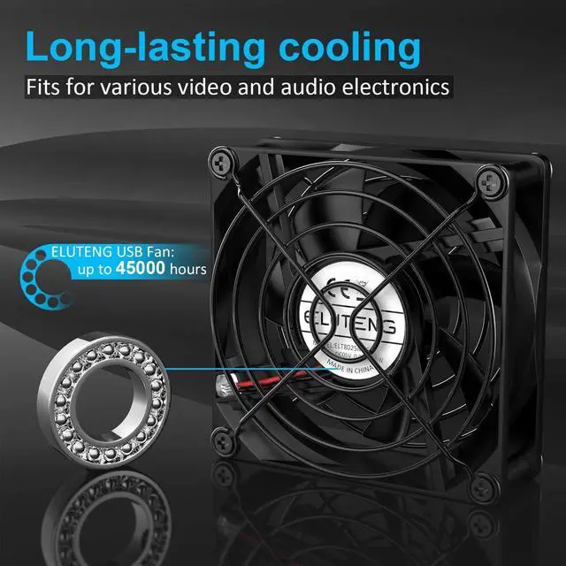Alt view image 3 of 7 - ELUTENG USB Fan 80mm, USB Computer Fan 5V Quite USB Ventilation Fan Compatible with 3 Speed Control for Receiver DVR Playstation Xbox Computer Cabinet Cooling 80 x 80 x 25mm