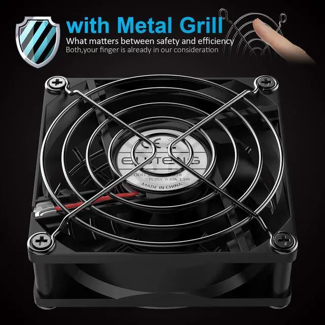 Alt view image 6 of 7 - ELUTENG USB Fan 80mm, USB Computer Fan 5V Quite USB Ventilation Fan Compatible with 3 Speed Control for Receiver DVR Playstation Xbox Computer Cabinet Cooling 80 x 80 x 25mm