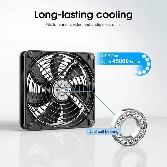 Alt view image 2 of 7 - ELUTENG 120mm Fan With 3 Speed 5V USB Powered Case Fan 1500PRM Gaming PC Portable Cooling Suitable for Tablet TV Receiver Router DVR Play Station Xbox Computer and More