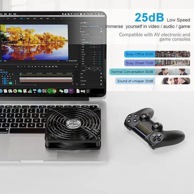 Alt view image 4 of 7 - ELUTENG 120mm Fan With 3 Speed 5V USB Powered Case Fan 1500PRM Gaming PC Portable Cooling Suitable for Tablet TV Receiver Router DVR Play Station Xbox Computer and More