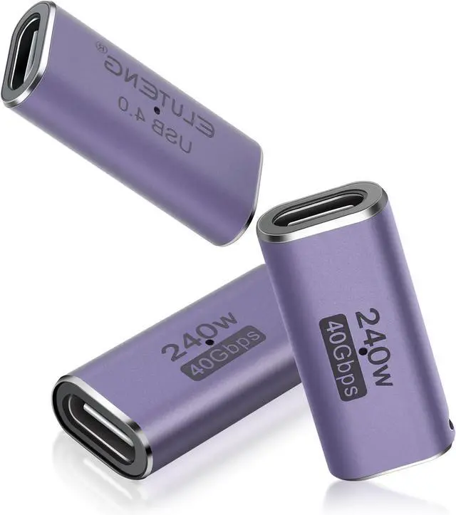 Main image of 3 Pack Coupler 240W USB C to USB C Connector Female to Female Adapter 40Gbps Type C Extender Adapter Video Display for TV PC Laptop Tablet Phone and More Devices