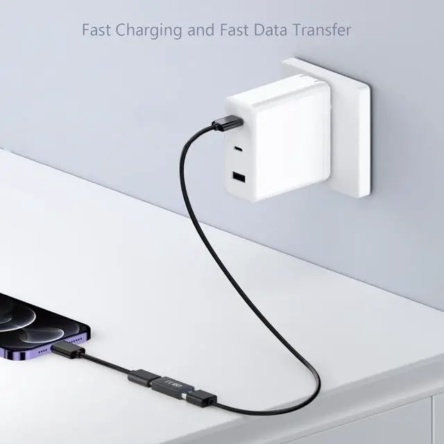 Alt view image 4 of 6 - 5 USB Female to C Female Adapter, 10GB-Usb3.1 to C Adapter Connector, Bi-Directional High Speed USB Extension Connector Support Charge & Data Sync