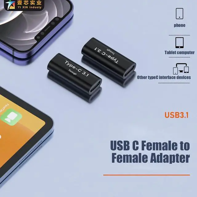 Alt view image 2 of 6 - 5 Pack USB C Female to Female Adapter.Usbc Extender.USBC Coupler Supports Up to 10Gbps Data Transfer and 100W Fast Charging.Compatible with Thunderbolt 4/3 Supports 8K@60Hz Video.