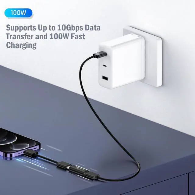 Alt view image 4 of 6 - 5 Pack USB C Female to Female Adapter.Usbc Extender.USBC Coupler Supports Up to 10Gbps Data Transfer and 100W Fast Charging.Compatible with Thunderbolt 4/3 Supports 8K@60Hz Video.