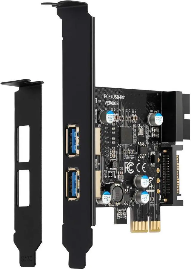 Main image of Goldendisk PCI-E to USB 3.2 Gen 1 Card 5Gbps Dual USB-A Ports Expansion Card with 20PIN Front Panel Header USB Card,PCI Express Card with 15-Pin SATA Power Connector.