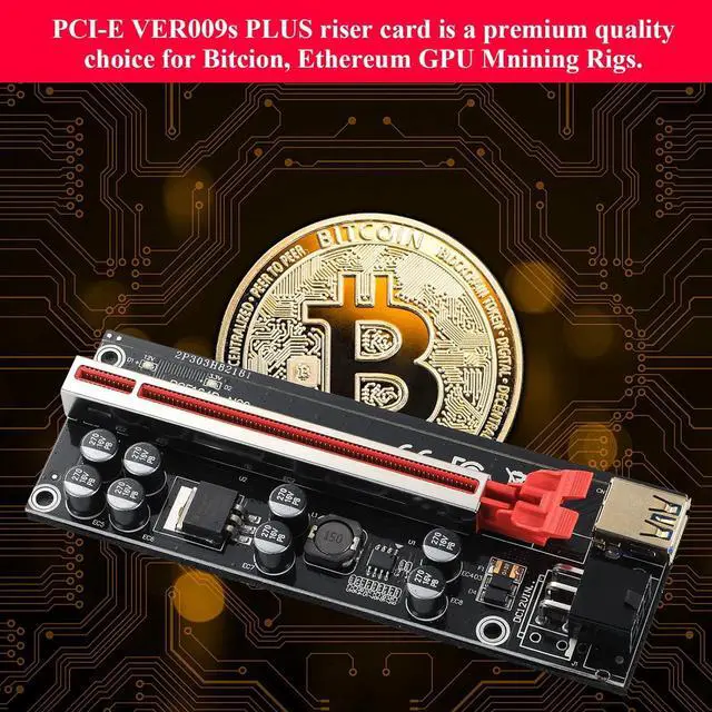 Alt view image 5 of 7 - VER009S-PLUS PCI-E 1X to 16X Riser Card,8 Solid Capacitors,6PIN SATA Power Cable,60cm USB 3.0 Extension Cable,Suitable for GPU Bitcoin Ethereum Mining (6Pack)