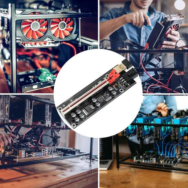 Alt view image 6 of 7 - VER009S-PLUS PCI-E 1X to 16X Riser Card,8 Solid Capacitors,6PIN SATA Power Cable,60cm USB 3.0 Extension Cable,Suitable for GPU Bitcoin Ethereum Mining (6Pack)