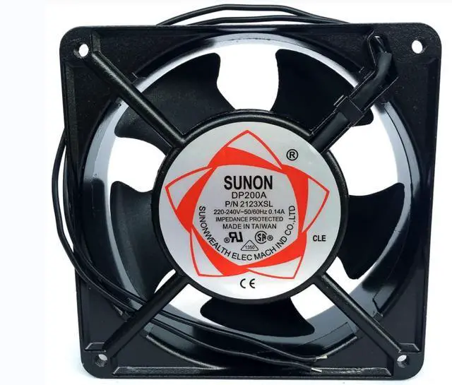 Alt view image 2 of 2 - SNUONDP200A P/N2123XSL 120x120x38mm 220/240V 0.14A 2600/2900RPM 2.58/3.15CFM 12CM 2-Wire Cooling Fan