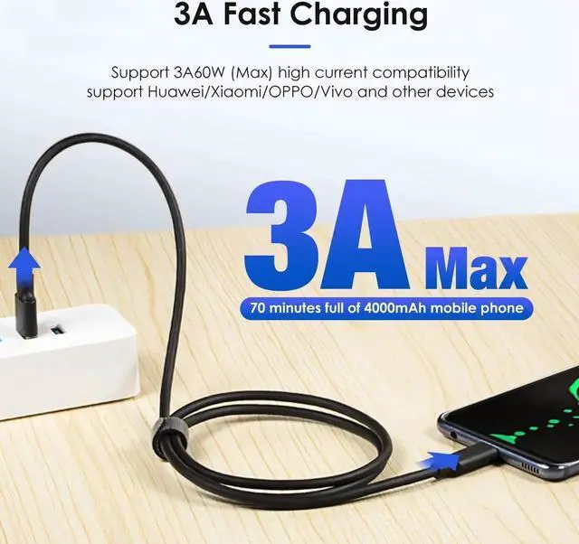 Alt view image 4 of 7 - USB A to USB C Cable 2-Pack/3.3ft, USB 3.1/3.2 Gen 2 10Gbps Data Transfer and 60W 3A Fast Charging Cord for Android Galaxy S23/S22/S21/S10 External SSD, Nintendo Switch and Other USB to Type C Device