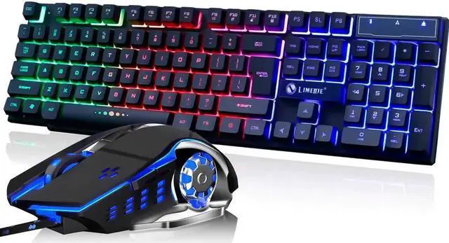Main image of GTX300 RGB Gaming Keyboard and Colorful Mouse Combo, USB Wired LED Backlight Gaming Mouse and Keyboard for Laptop PC Computer Gaming and Work, Letter Glow, Mechanical Feeling