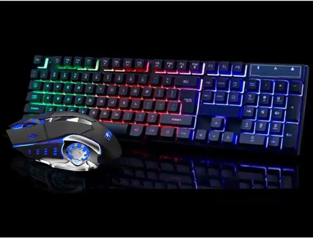 Alt view image 4 of 6 - GTX300 RGB Gaming Keyboard and Colorful Mouse Combo, USB Wired LED Backlight Gaming Mouse and Keyboard for Laptop PC Computer Gaming and Work, Letter Glow, Mechanical Feeling