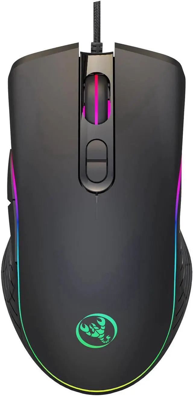Alt view image 7 of 7 - RGB Gaming Mouse, 6400 dpi, Ergonomic Hand Grips, RGB Backlit Optical Wired Gaming Mouse 7 Programmable Buttons
