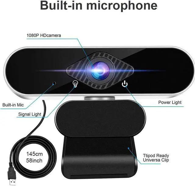 Alt view image 5 of 6 - Full HD 1080p Webcam, Webcam with Microphone Streaming Computer Web Cam for PC Laptop Desktop 360 Degree Rotation Computer Camera Highly Compatible with Win10/8/8.1/7/XP Linux Mac