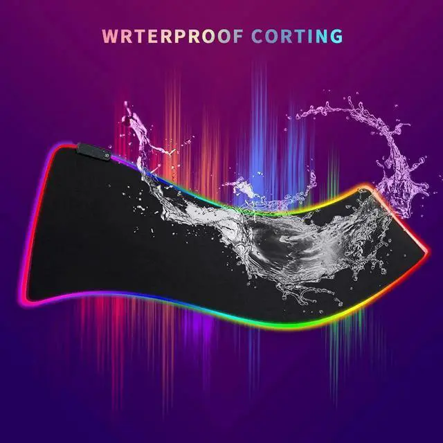 Alt view image 4 of 6 - RGB Gaming Mouse Pad, LED Soft Extra Extended Large Mice Pad, Anti-Slip Rubber Base, Computer Keyboard Mouse Mat - 31.5 X 12 Inch