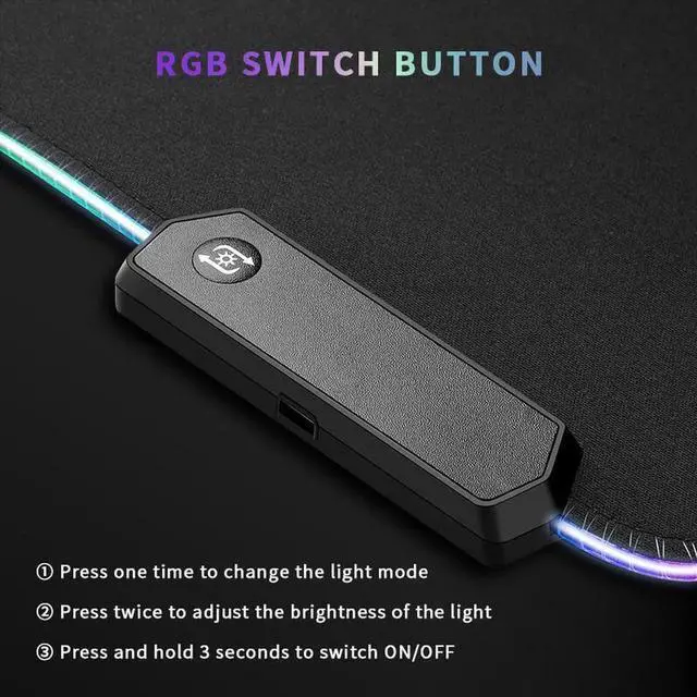 Alt view image 2 of 6 - RGB Gaming Mouse Pad, LED Soft Extra Extended Large Mice Pad, Anti-Slip Rubber Base, Computer Keyboard Mouse Mat - 31.5 X 12 Inch