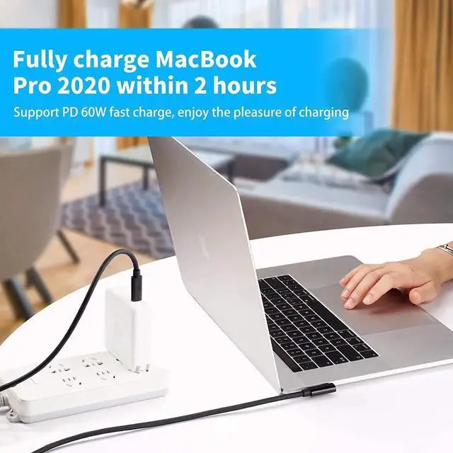 Alt view image 6 of 7 - Compatible for Meta/Oculus Link Virtual Reality Headset Cable for Quest 3/2/1 and Gaming PC, 90 Degree Angled USB3.0 Type C to C High Speed Data Transfer & Fast Charging (16ft/5m) with USB C-A adapter