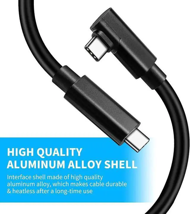 Alt view image 5 of 7 - Compatible for Meta/Oculus Link Virtual Reality Headset Cable for Quest 3/2/1 and Gaming PC, 90 Degree Angled USB3.0 Type C to C High Speed Data Transfer & Fast Charging (16ft/5m) with USB C-A adapter