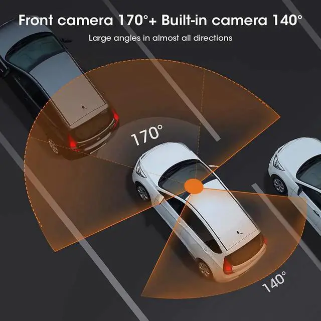 Alt view image 5 of 7 - Dual Dash Cam Hardwire Kit Included FHD 1080p+1080p Front Inside Cabin Car Camera Driving Recorder with Infrared Night Vision WDR G-Sensor Loop Recording for Taxi Rideshare