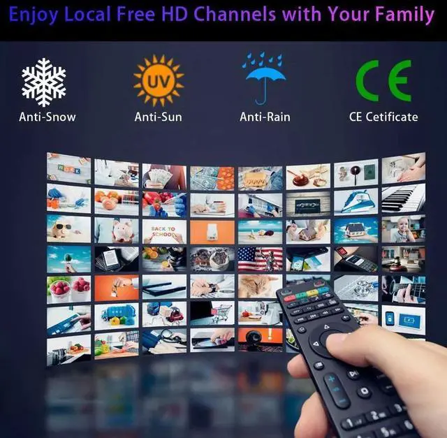 Alt view image 6 of 7 - 680+ Miles Range TV Antenna, Digital TV Antenna for Smart TV and Old TVs, Amplified HD Antenna for TV Indoor Outdoor with Amplifier and Signal Booster- 36ft Coax Cable - Support 4K 1080p