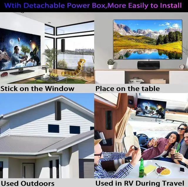 Alt view image 7 of 7 - 680+ Miles Range TV Antenna, Digital TV Antenna for Smart TV and Old TVs, Amplified HD Antenna for TV Indoor Outdoor with Amplifier and Signal Booster- 36ft Coax Cable - Support 4K 1080p