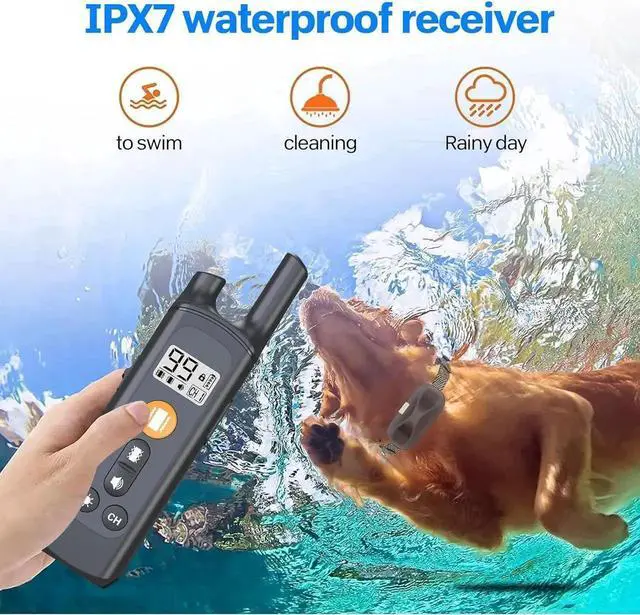 Alt view image 6 of 7 - Dog Training Collar, Rechargeable Shock Collar for Dogs with 3000ft Remote Range IP65 Waterproof Shock Collar w/3 Safe Training Modes, Beep, Vibration and Shock, Dog Collar for Small Medium Large Dogs