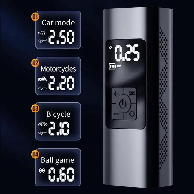 Alt view image 2 of 7 - Portable Air Compressor Tire Inflator 6000mAh Mini Electric Air Pump 150 PSI Tire Pump with Power Bank SOS Design and Digital LCD LED Light for Car/Bike/Bicycles/Motorbikes/Balls/Swim rings