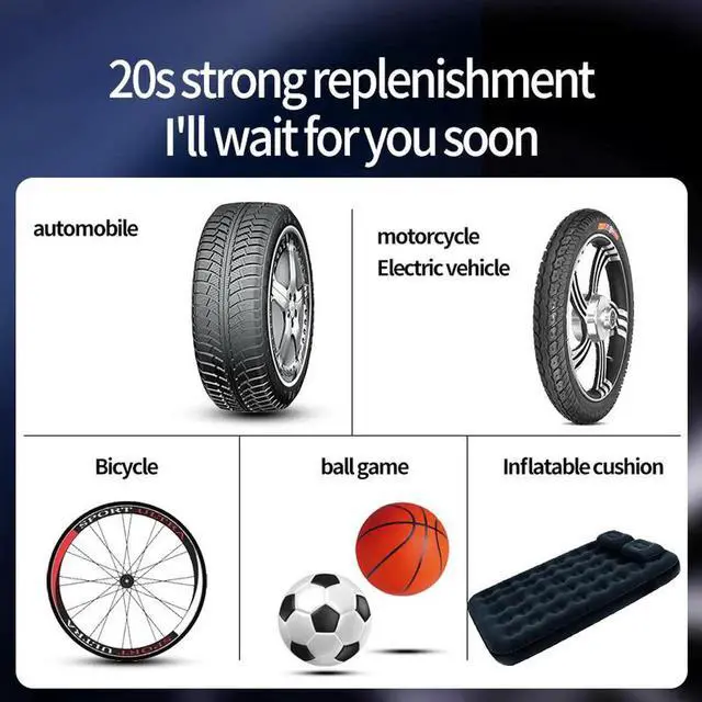 Alt view image 7 of 7 - Portable Air Compressor Tire Inflator 6000mAh Mini Electric Air Pump 150 PSI Tire Pump with Power Bank SOS Design and Digital LCD LED Light for Car/Bike/Bicycles/Motorbikes/Balls/Swim rings