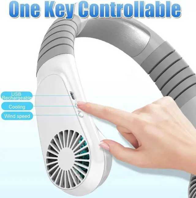 Alt view image 5 of 6 - Personal Cooling Portable Neck Fans,Refrigeration Chip Air Cooler Neck Fan Personal AC Cooling Fan Hands-Free Fan,USB Quiet Portable Fan for Outdoor Sports Commuting (White)