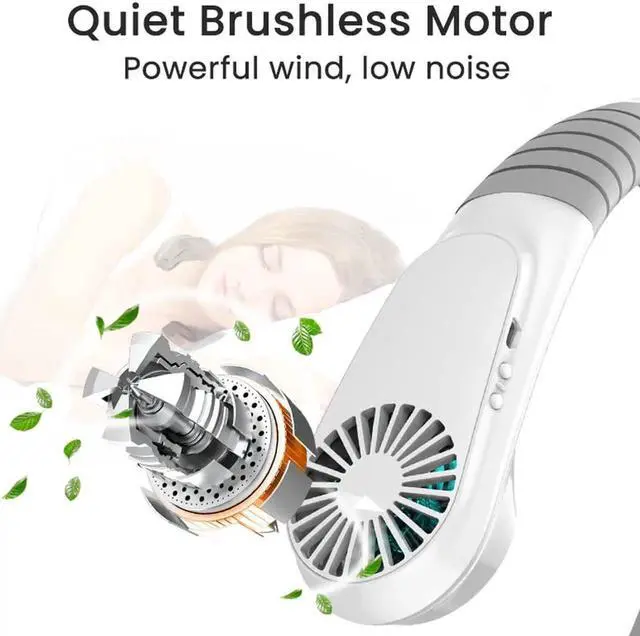 Alt view image 4 of 6 - Personal Cooling Portable Neck Fans,Refrigeration Chip Air Cooler Neck Fan Personal AC Cooling Fan Hands-Free Fan,USB Quiet Portable Fan for Outdoor Sports Commuting (White)