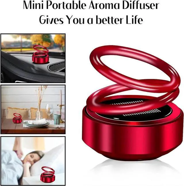 Alt view image 4 of 5 - Portable Kinetic Mini Aroma Diffuser, Auto Rotating Solar Double Circle Aroma Diffuser for Car & Household Office Bedroom Home