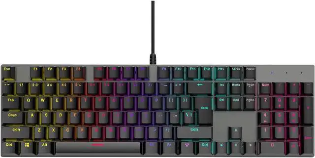 Main image of Mechanical Keyboard, TROPRO TGK05 Gaming Keyboard LED Backlit Wired Keyboard with Blue Switches for Windows PC Office and Working (Black, 104 Keys)