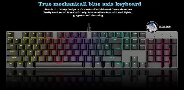 Alt view image 2 of 7 - Mechanical Keyboard, TROPRO TGK05 Gaming Keyboard LED Backlit Wired Keyboard with Blue Switches for Windows PC Office and Working (Black, 104 Keys)