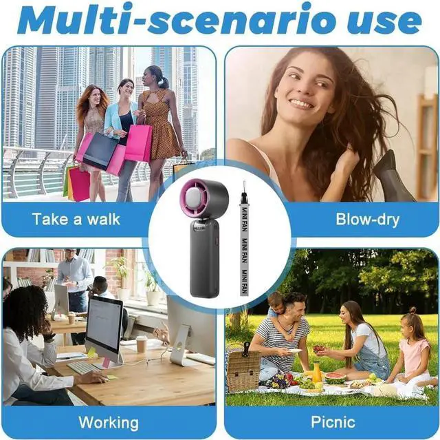 Alt view image 7 of 7 - Portable Handheld Turbo Fan, Adjustable Turbo Mini Fan, 3 Speeds 4000mAh USB Rechargeable Handheld Turbo Cooling Fans for Travel, Office, Camping, School, Sports, Men Women Gifts