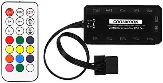 Alt view image 3 of 7 - Kit RGB LED PWM Case Fans 120mm with Remote Controller Fan Hub and Extension, COOLMOON Quiet Edition High Airflow Adjustable Colorful PC Case CPU Computer Cooling with Coolers, Radiators System (6pcs)