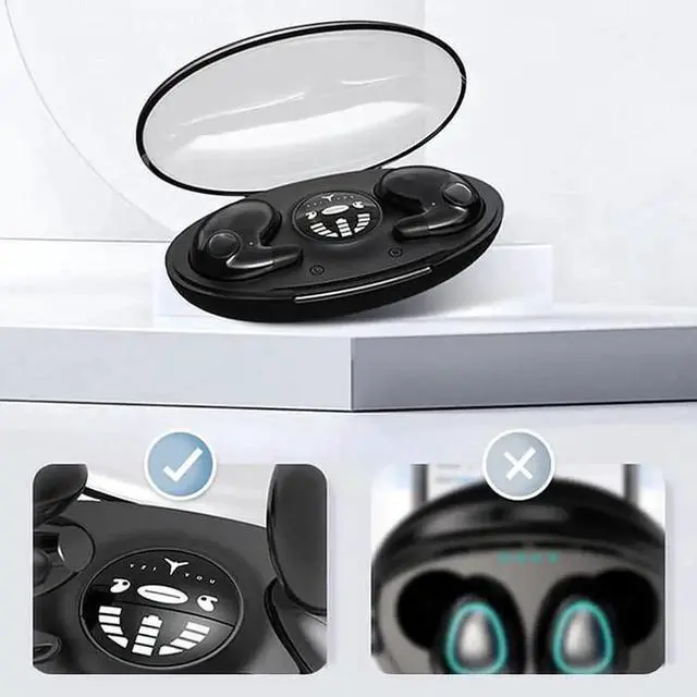 Alt view image 6 of 7 - Invisible Sleep Wireless Earphone IPX5 Waterproof, Wireless Earbuds Sense-Free to Wear Bluetooth 5.3 Headphones Touch Control with Wireless Charging Case, Double Noise Cancelling
