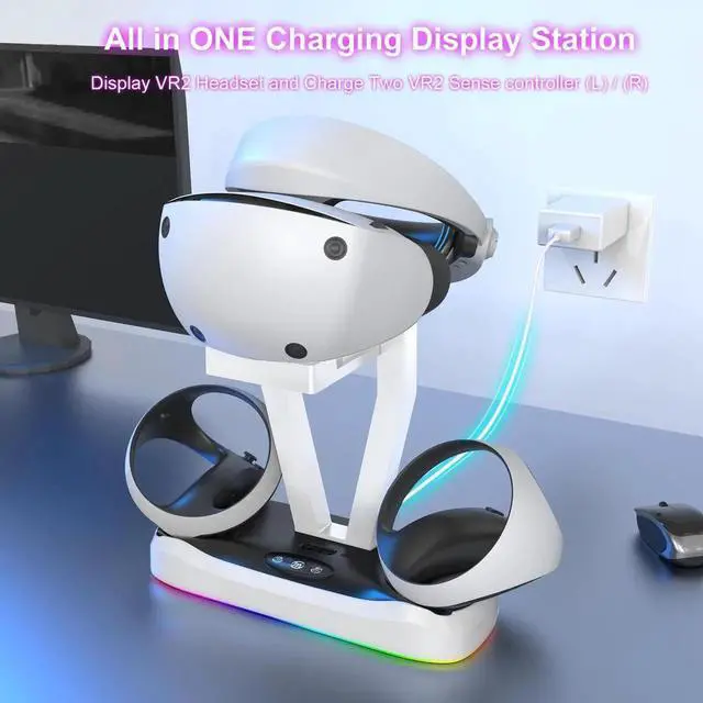 Alt view image 4 of 7 - Charging Dock for PS5 VR2 Controller, Fast Charger Station with 2 Rechargeable Port, Magnetic Charging Base with LED Indicator for PS VR2 Accessories