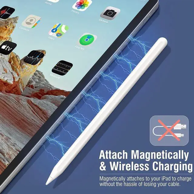 Alt view image 3 of 7 - Wireless Charging Stylus Pen for iPad, Active Pencil with Magnetic Adsorption, Compatible with Apple iPad Pro 12.9/11 in, iPad Air 5th/4th Gen, iPad Mini 6th Gen for Precise Writing/Drawing