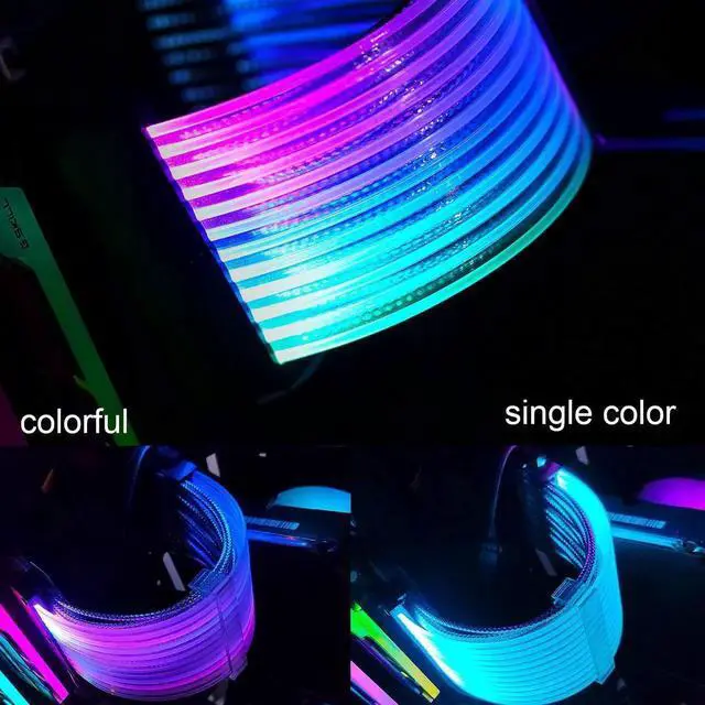 Alt view image 4 of 7 - RGB Power Extension Cable 24 Pin ATX with Controller for Cable Management (New RGB)