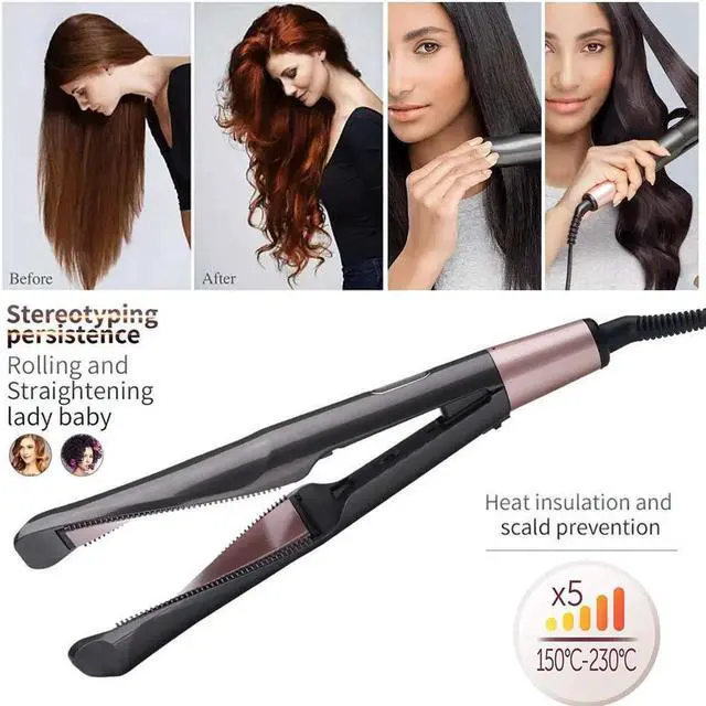 Alt view image 2 of 6 - Hair Straightener and Curler, 2 in 1 Straightener and Curling Iron, Titanium Flat Iron for Hair Professional
