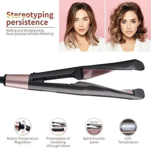 Alt view image 3 of 6 - Hair Straightener and Curler, 2 in 1 Straightener and Curling Iron, Titanium Flat Iron for Hair Professional