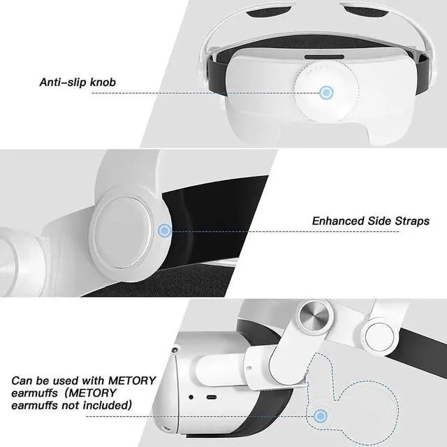 Alt view image 5 of 7 - METORY Adjustable Head Strap for Oculus Quest 2, Replacement for Elite Strap, Foldable and Soft, Reduce Face Pressure, Accessories for VR