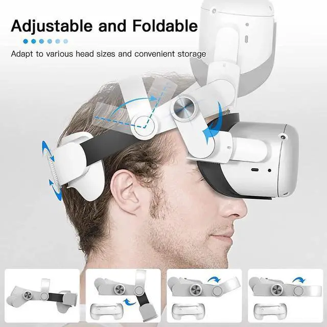 Alt view image 6 of 7 - METORY Adjustable Head Strap for Oculus Quest 2, Replacement for Elite Strap, Foldable and Soft, Reduce Face Pressure, Accessories for VR